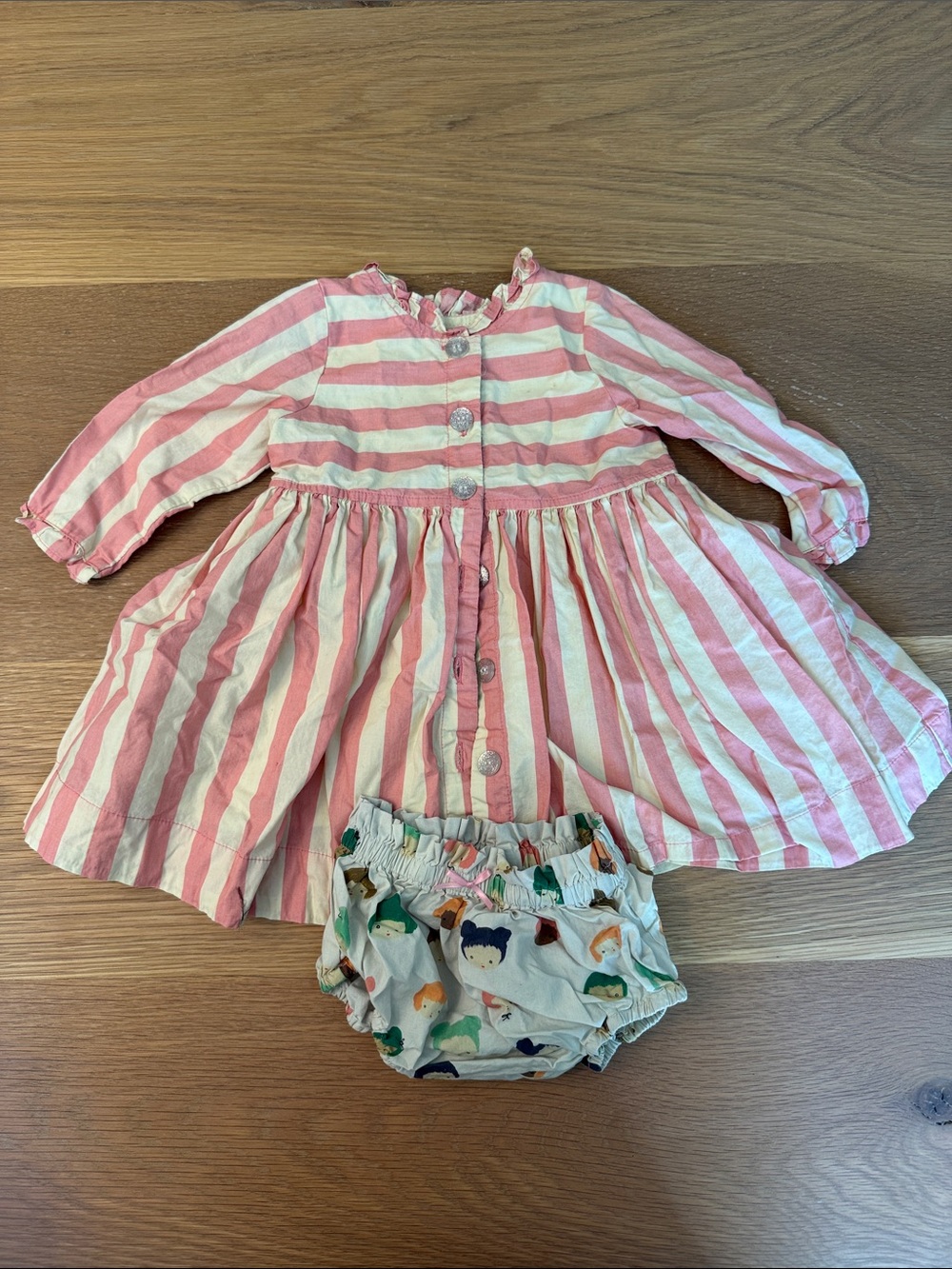Pink Chicken Pink & White Striped Baby Dress with Bloomers